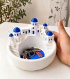 Greek Home Decor Key Bowl, Santorini-Inspired Catch-All Tray in White and Blue
