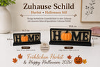 "HOME" Sign with Pumpkin | Autumn & Halloween Decor | 2 Sizes