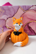 Autumn Fox on Pumpkin - Cute Autumn Decoration, Fox Figurine, Pumpkin Decoration, Halloween Decoration,