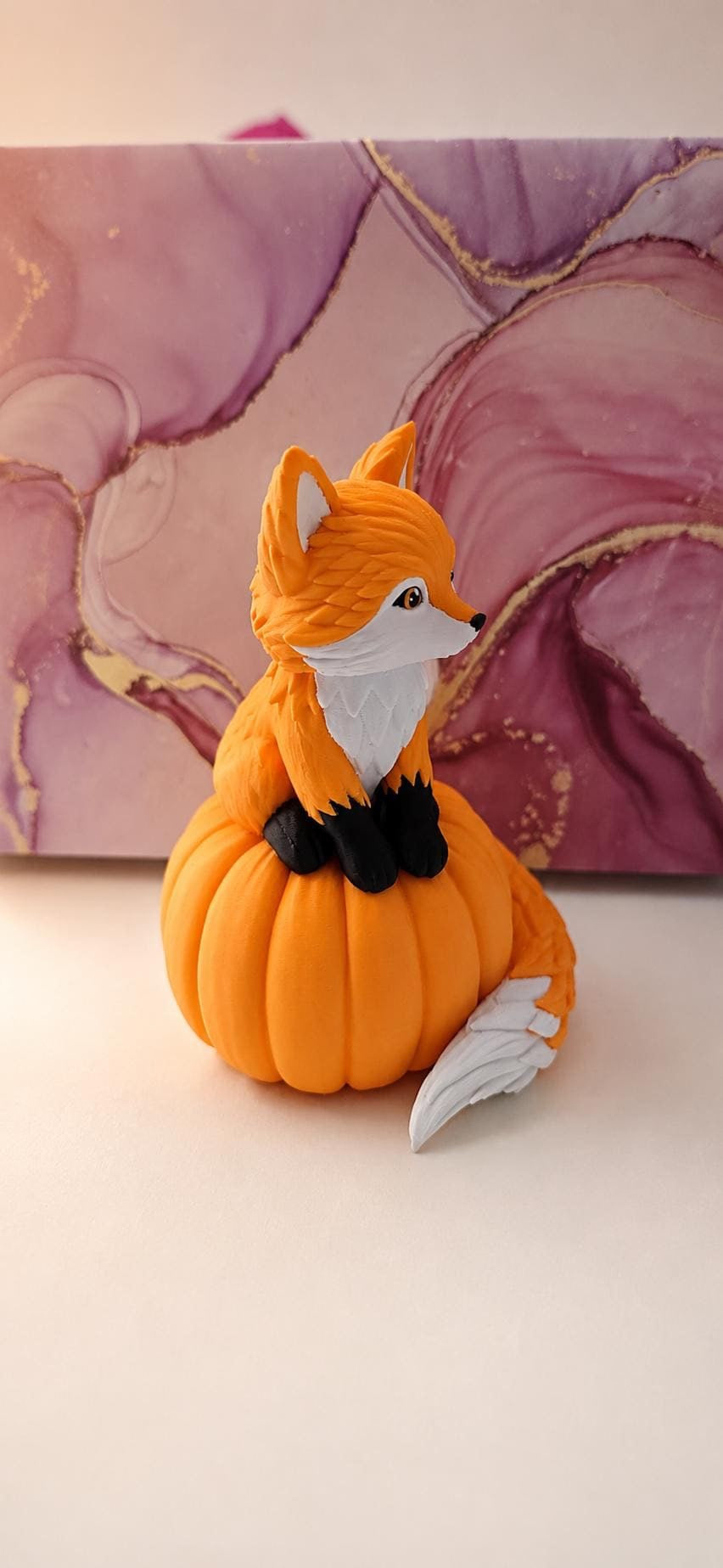 Autumn Fox on Pumpkin - Cute Autumn Decoration, Fox Figurine, Pumpkin Decoration, Halloween Decoration,