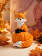 Autumn Fox on Pumpkin - Cute Autumn Decoration, Fox Figurine, Pumpkin Decoration, Halloween Decoration,