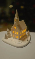 Christmas Decoration Winter Church with LED Candle, 3D Printed from Matte PLA
