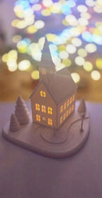Christmas Decoration Winter Church with LED Candle, 3D Printed from Matte PLA