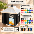 Drehbarer Tee-Organizer im Japanischen Pagodenstil 17x22x17 cm mit 4 Fächern und Individueller Farbauswahl 3D-Druck PLA/PETG